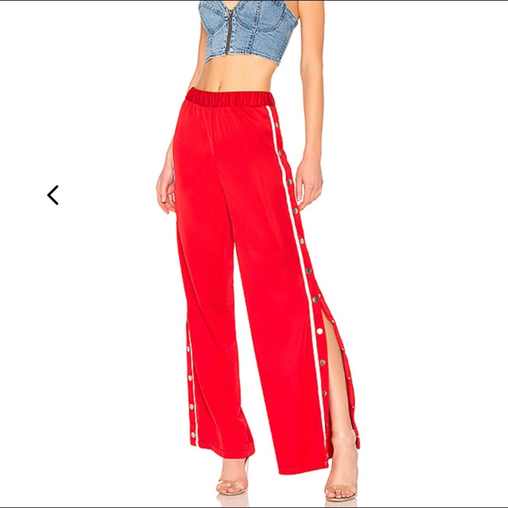 Lovers + Friends red snap pants, brand new